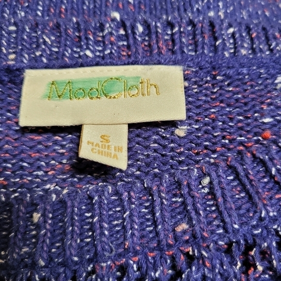 Modcloth Purple Open Knit Sweater - Picture 3 of 7